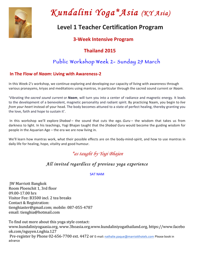 The Flow of the Naam-KY Workshop