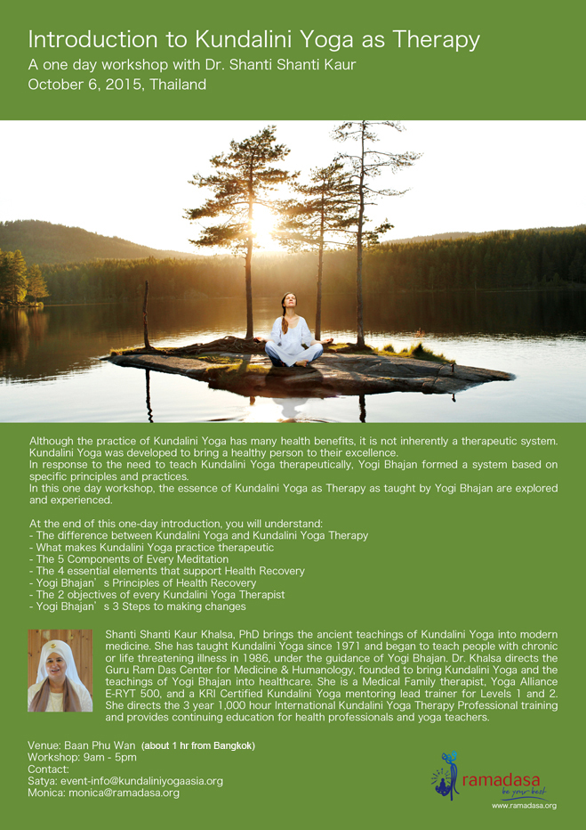 INTRODUCTION KUNDALINI YOGA AS THERAPY-ONE DAY WORKSHOP-THAILAND